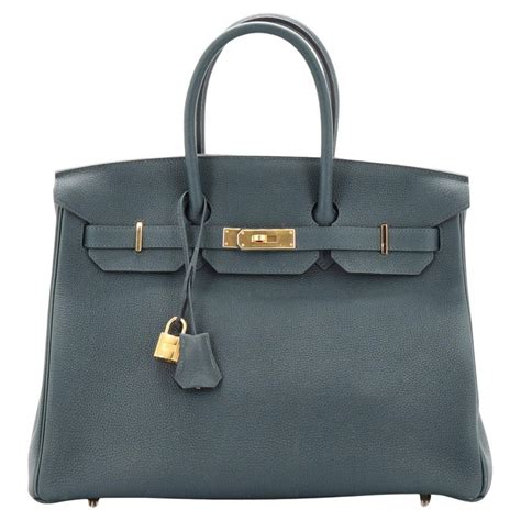 hermes 63684300018515|HERMES Togo Horseshoe Birkin 35 Vert Cypress Anemone .